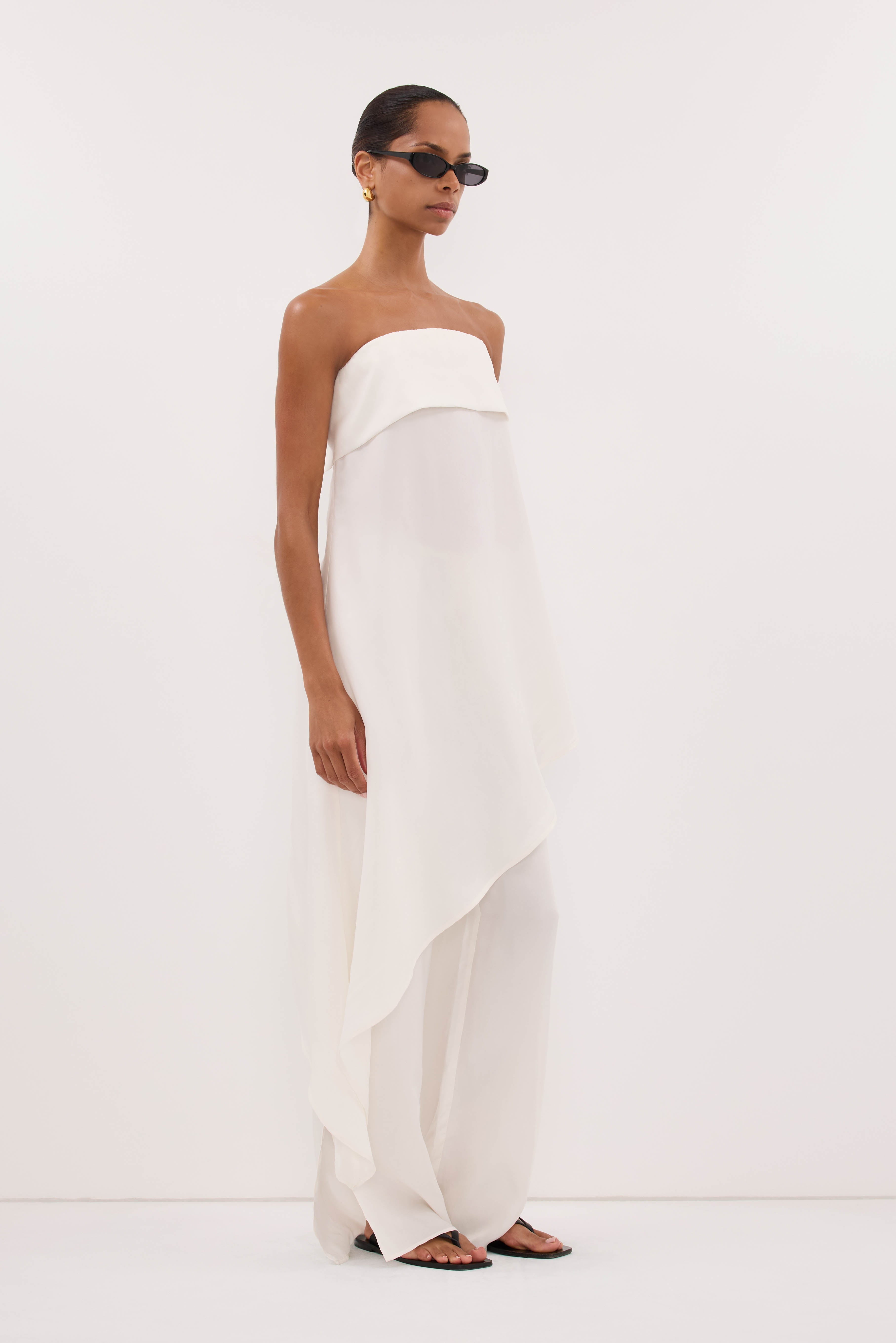 XENA WHITE CUPRO SIDE SPLIT PANT