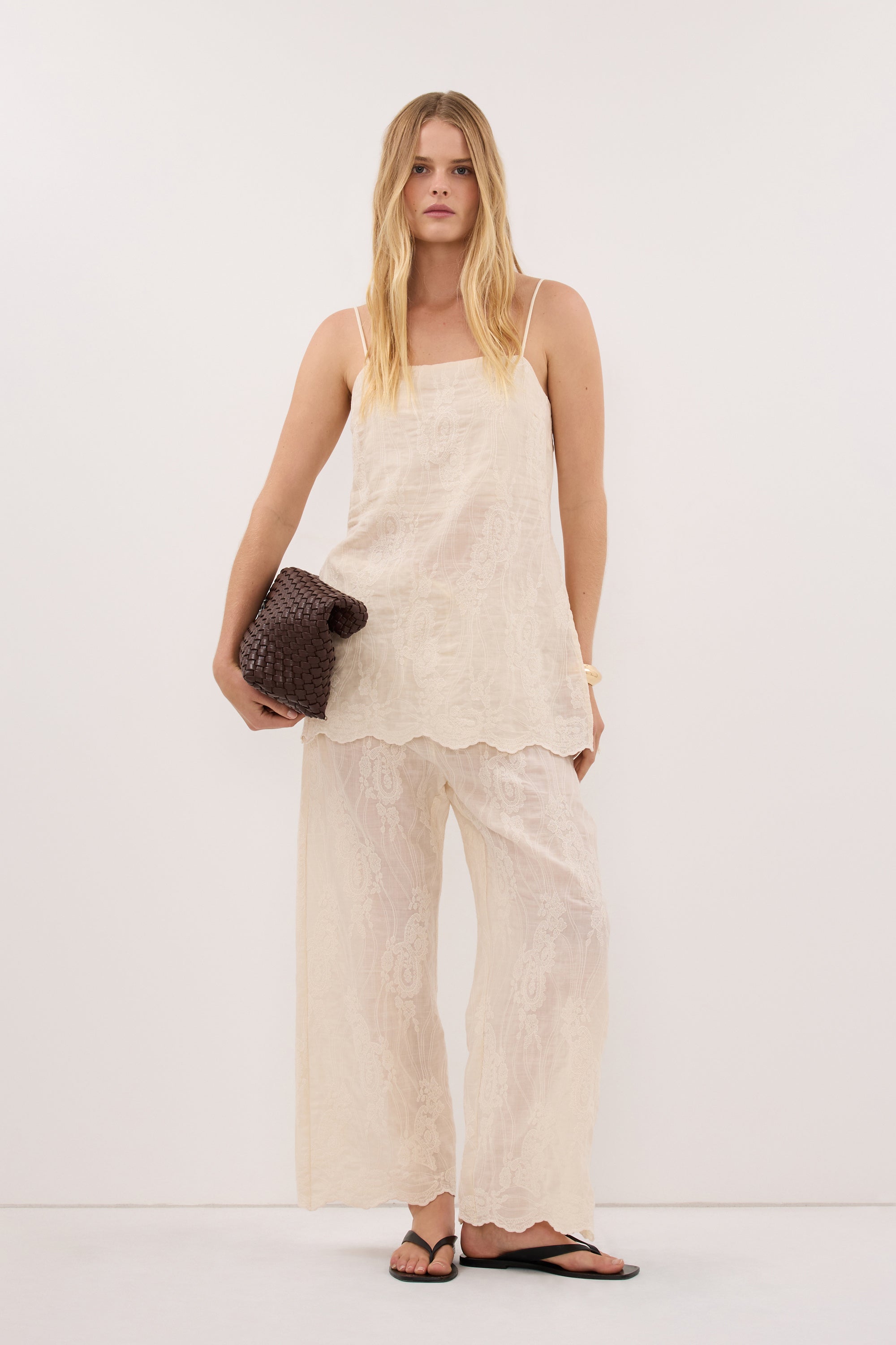 CORDELIA SANDSTONE CROPPED RAMIE PANT