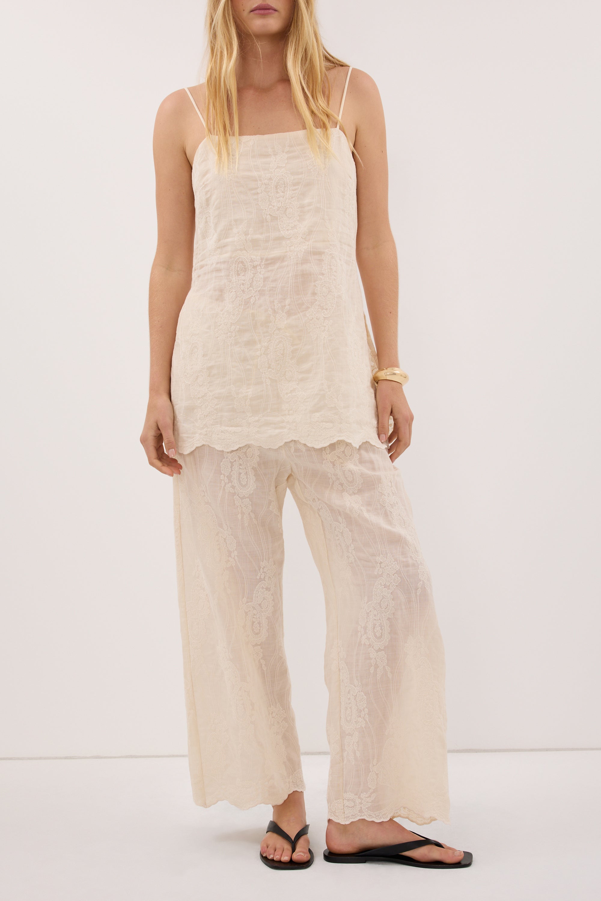 CORDELIA SANDSTONE CROPPED RAMIE PANT