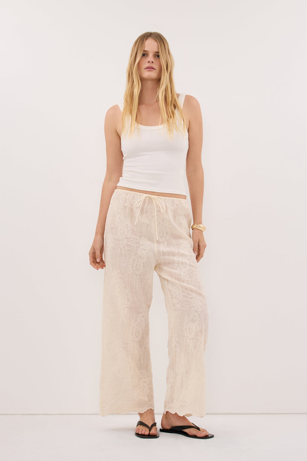 CORDELIA SANDSTONE CROPPED RAMIE PANT