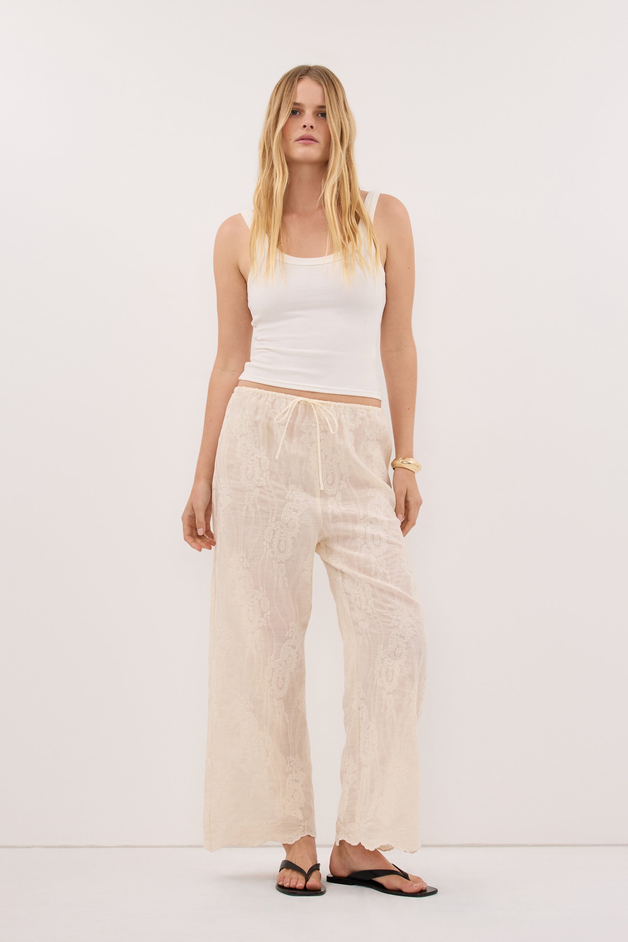 CORDELIA SANDSTONE CROPPED RAMIE PANT