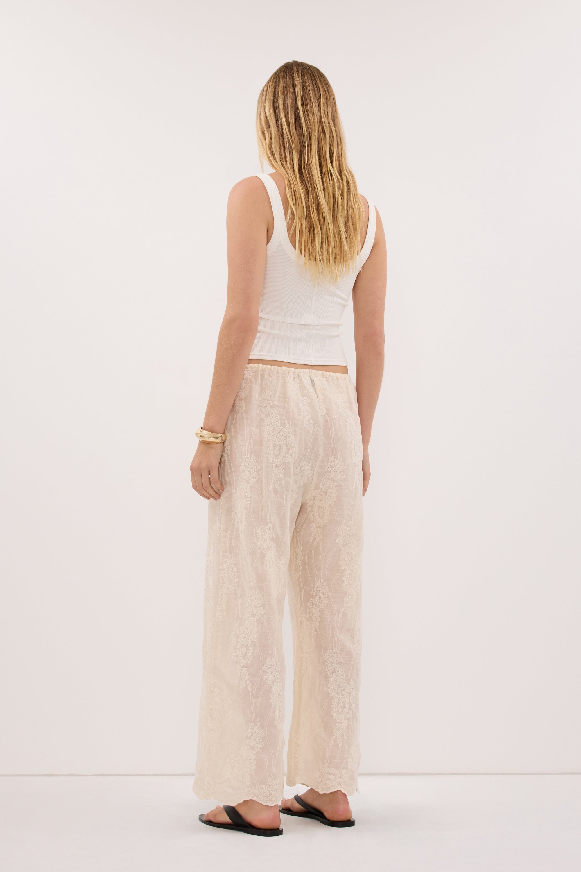 CORDELIA SANDSTONE CROPPED RAMIE PANT