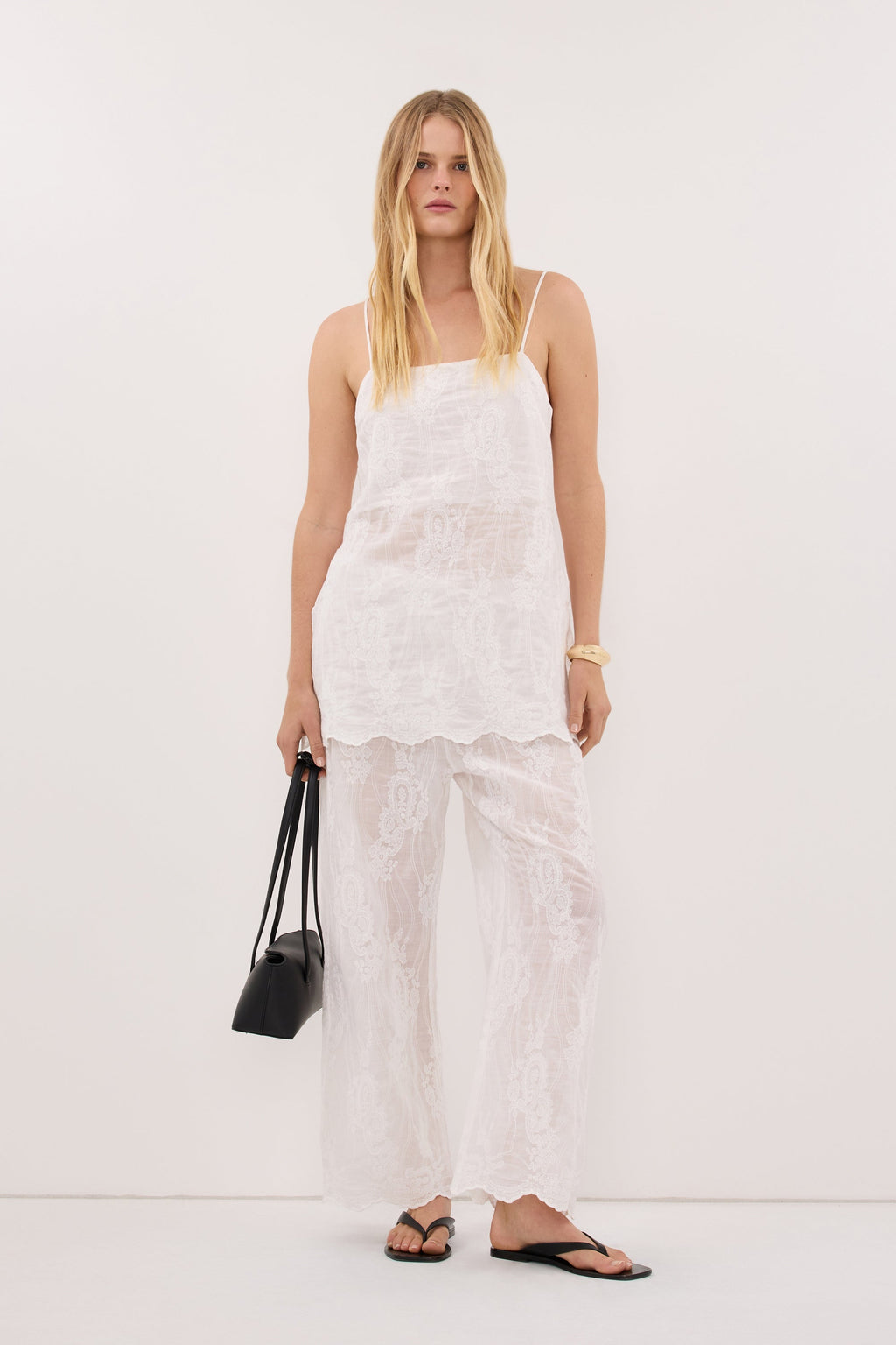 CORDELIA WHITE CROPPED RAMIE PANT