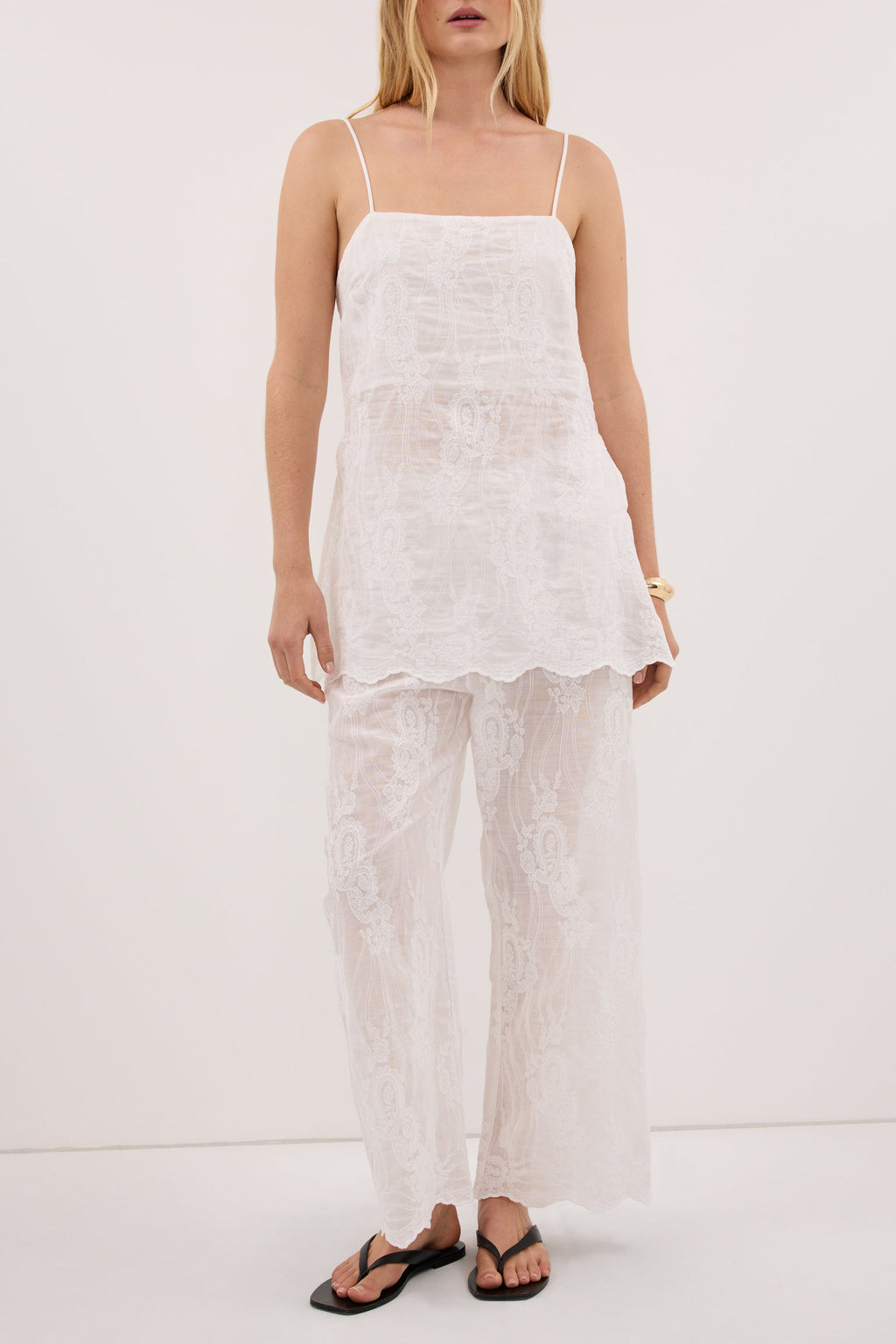 CORDELIA WHITE CROPPED RAMIE PANT
