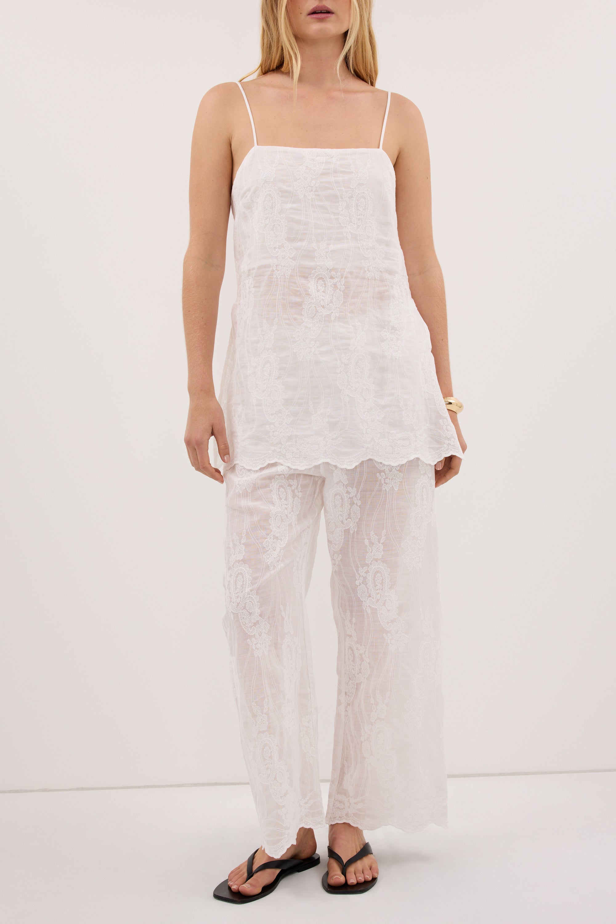CORDELIA WHITE CROPPED RAMIE PANT