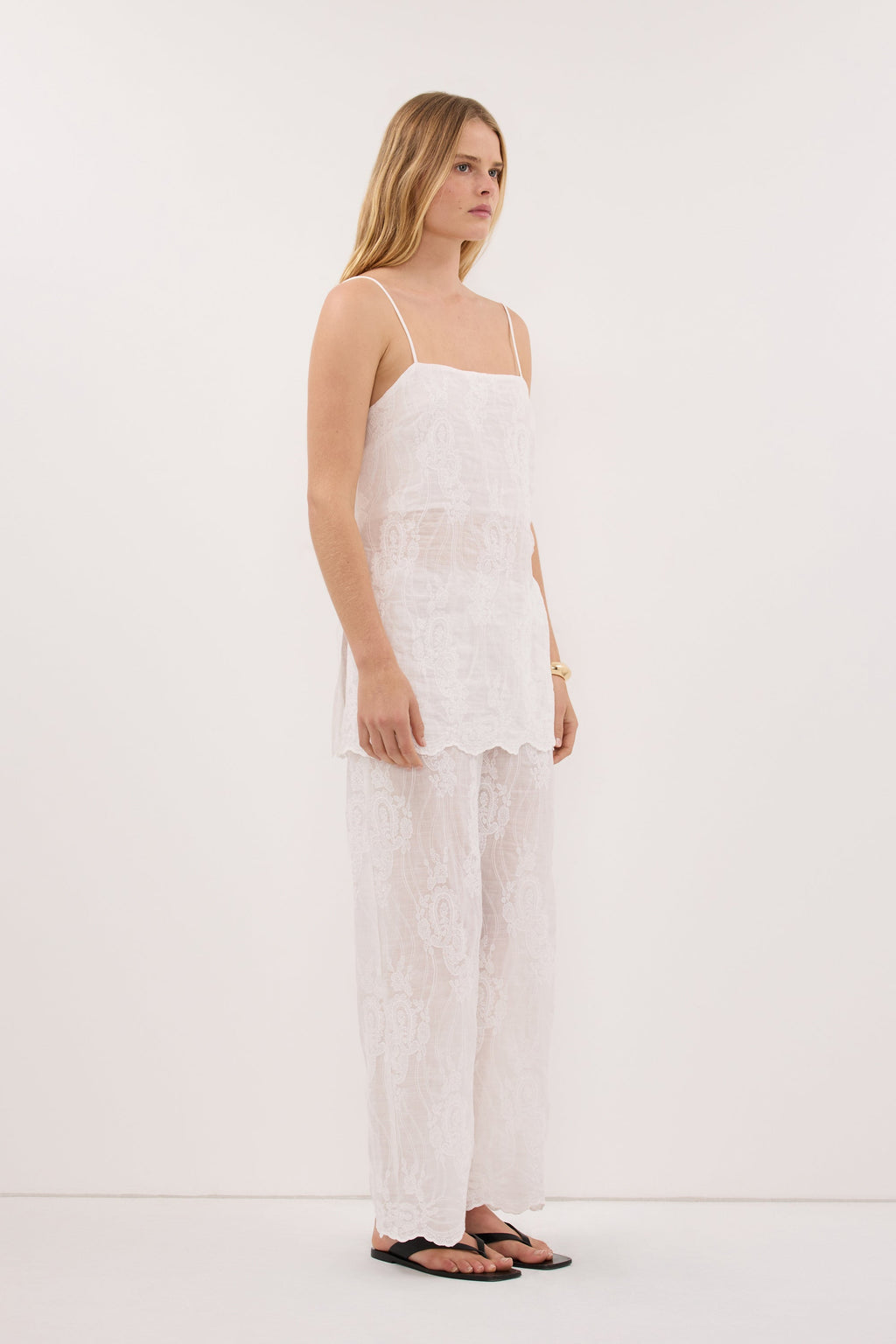 CORDELIA WHITE CROPPED RAMIE PANT