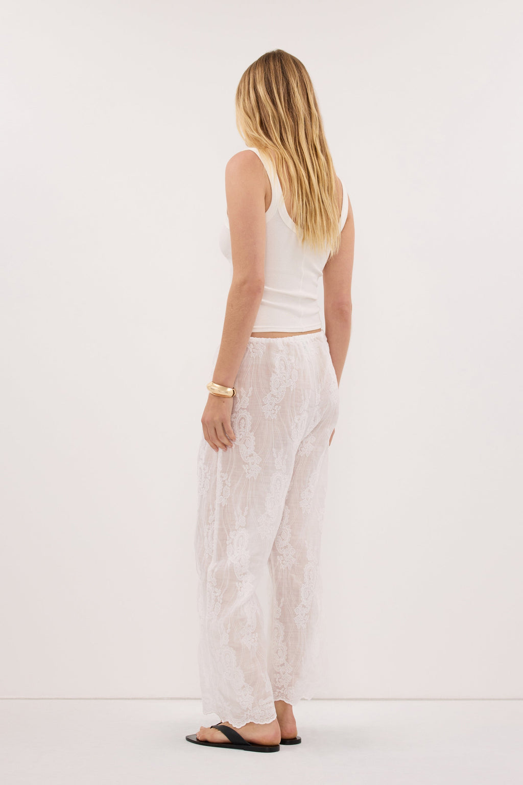CORDELIA WHITE CROPPED RAMIE PANT