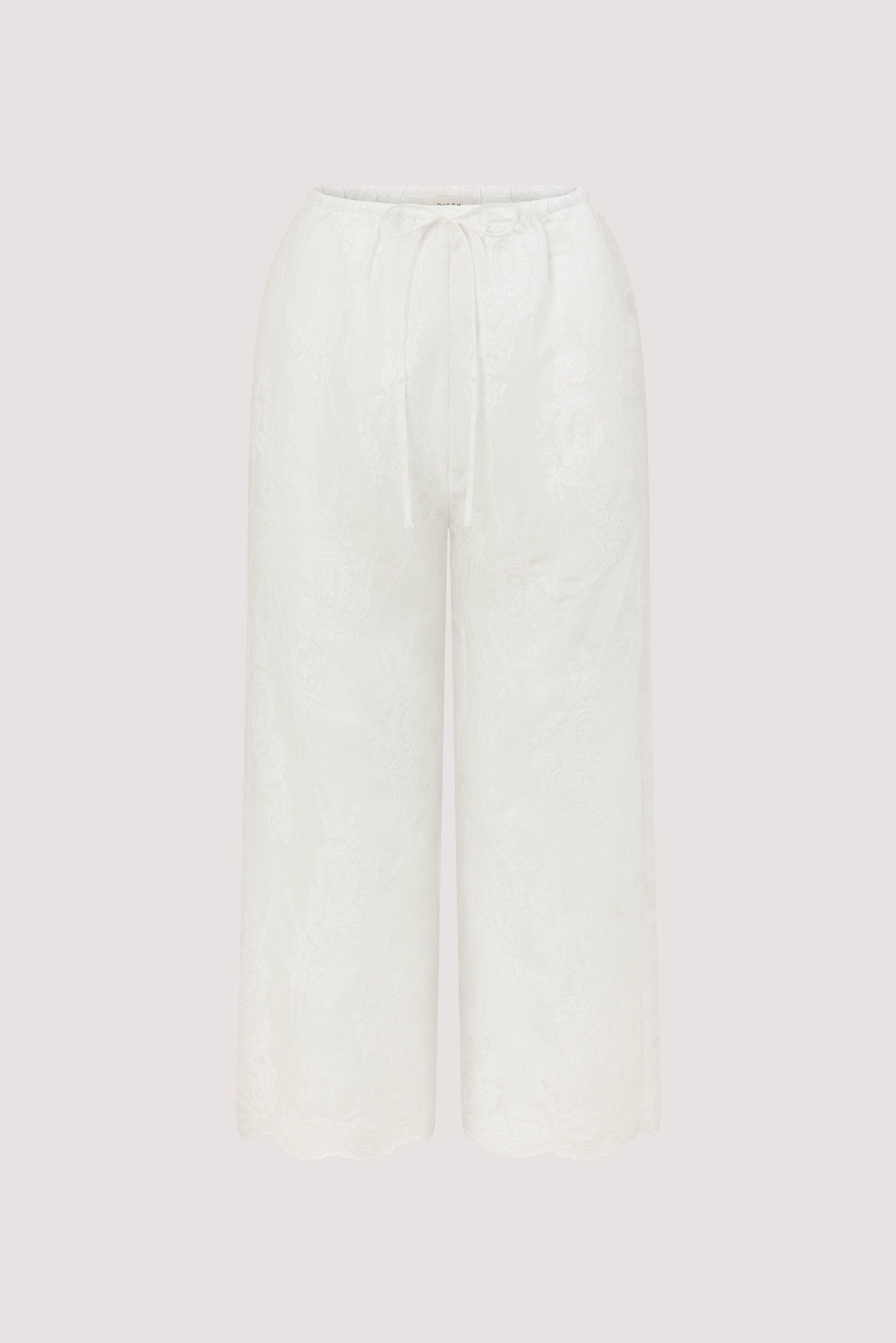 CORDELIA WHITE CROPPED RAMIE PANT