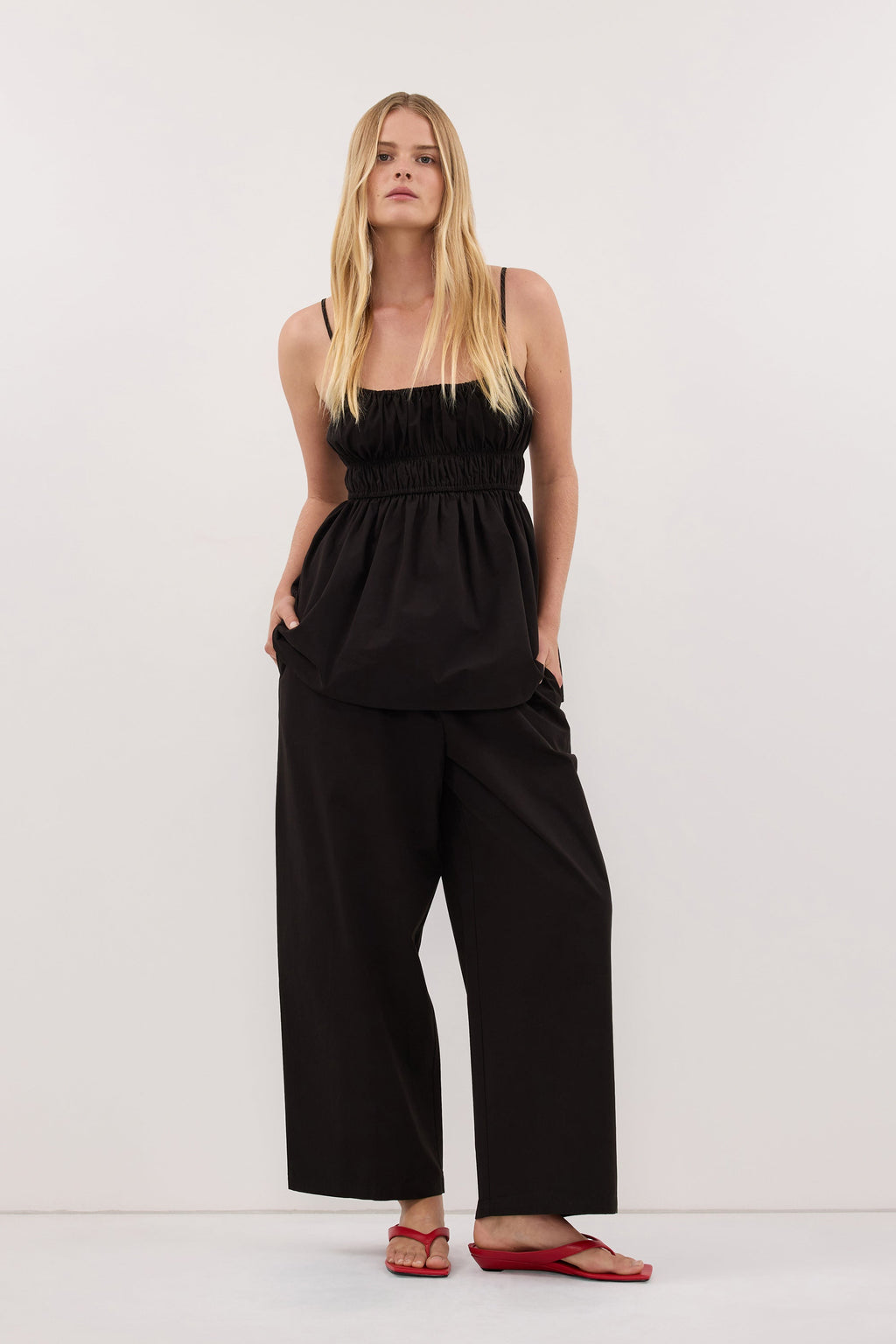 ZAHARA BLACK POPLIN PANT