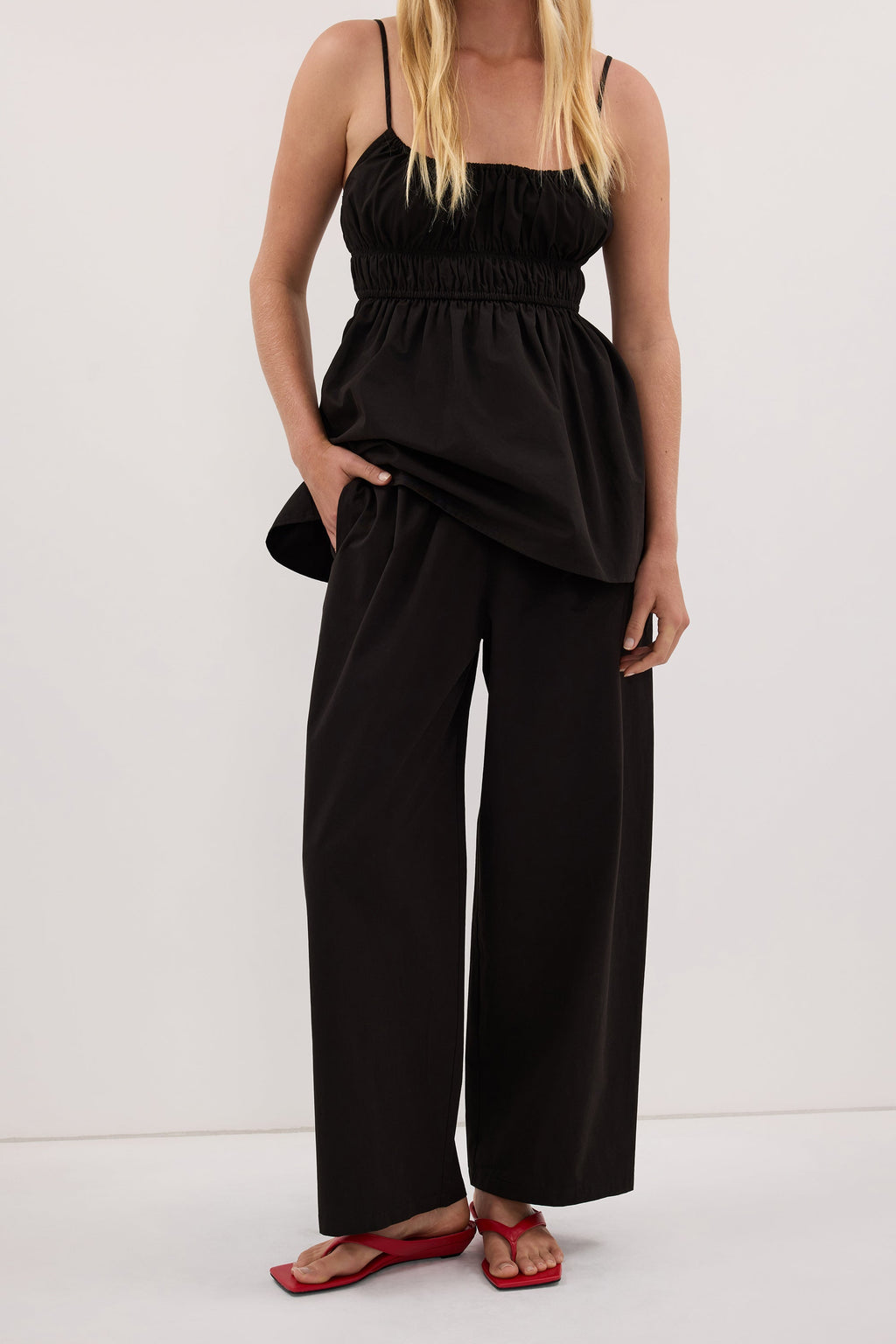 ZAHARA BLACK POPLIN PANT