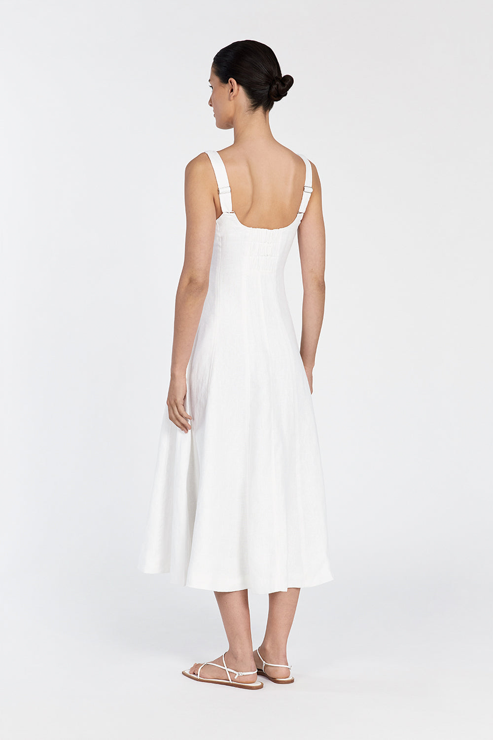HARRIET WHITE LINEN MIDI DRESS