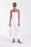 CATIE WHITE PATCHWORK MIDI DRESS