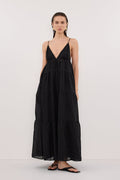 LIZA BLACK RAMIE MIDI DRESS