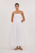 REECE WHITE LINEN MIDI DRESS