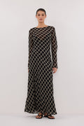 ARLINGTON BLACK LONG SLEEVE MIDI DRESS