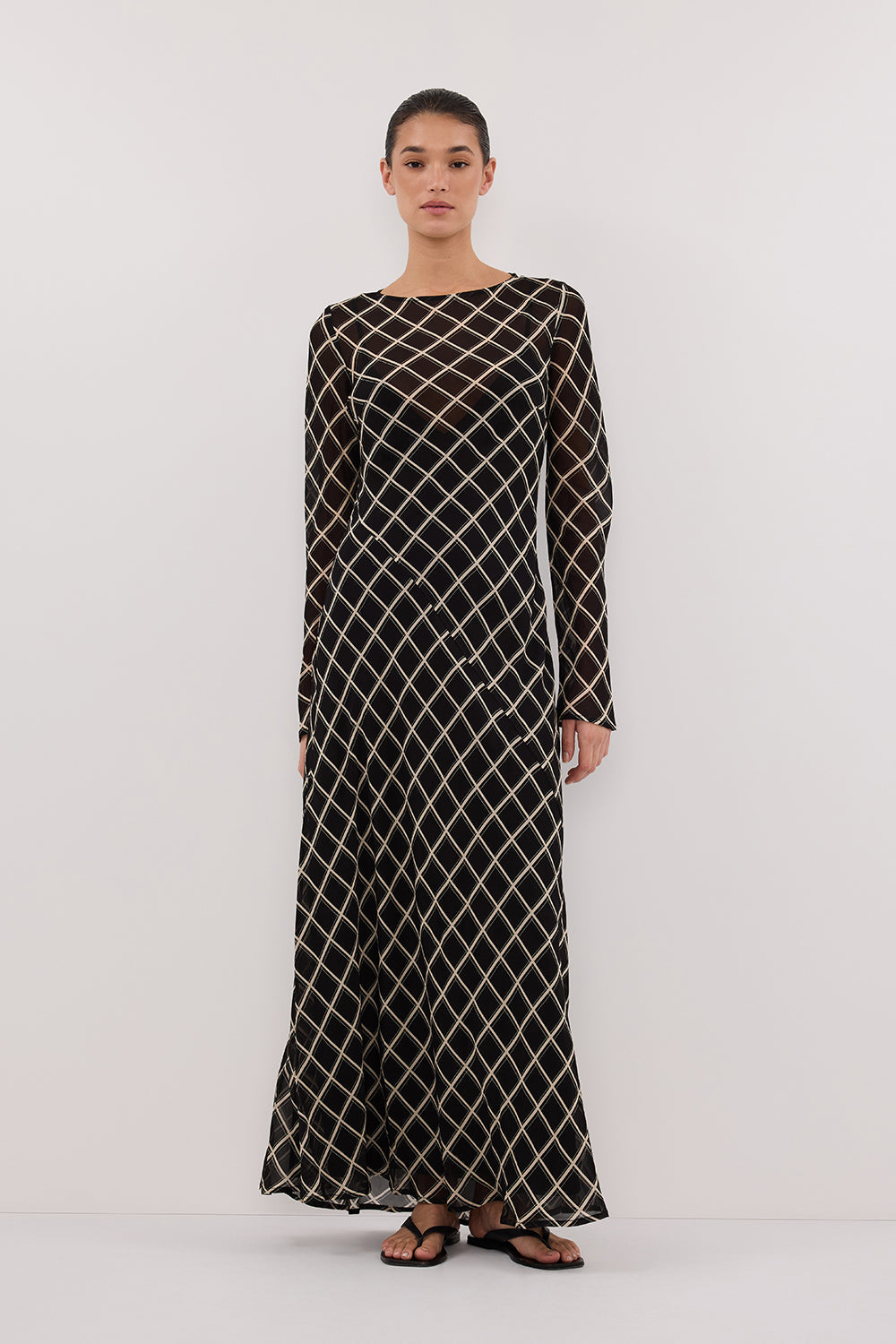 ARLINGTON BLACK LONG SLEEVE MIDI DRESS