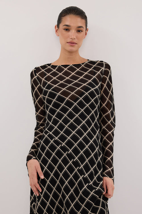 ARLINGTON BLACK LONG SLEEVE MIDI DRESS