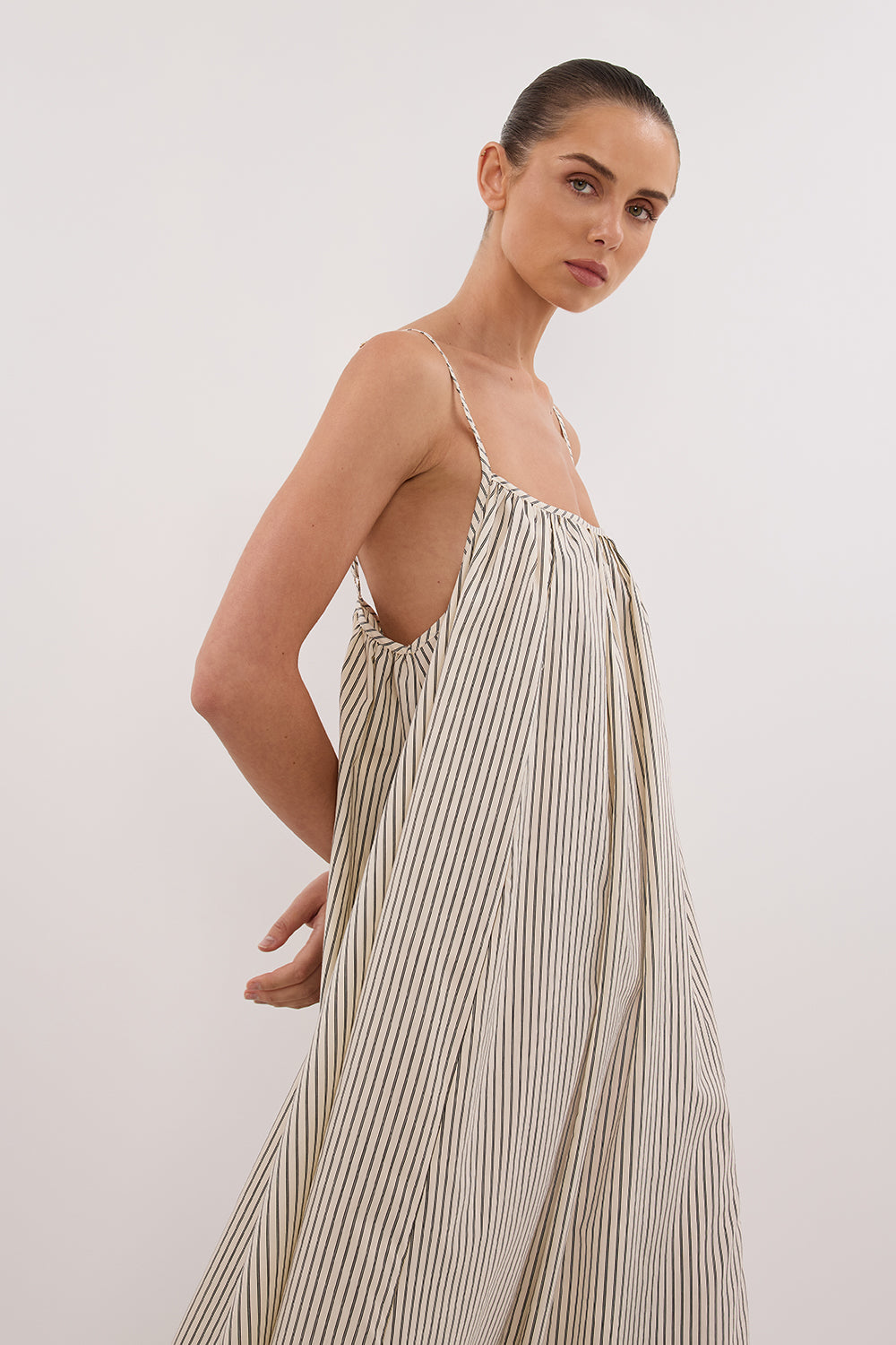 PALMA CREAM SILK BLEND MIDI DRESS