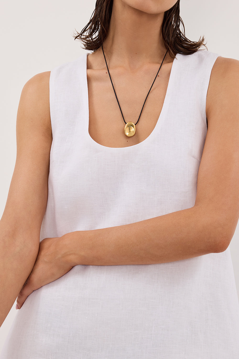 LOTUS WHITE LINEN MINI DRESS