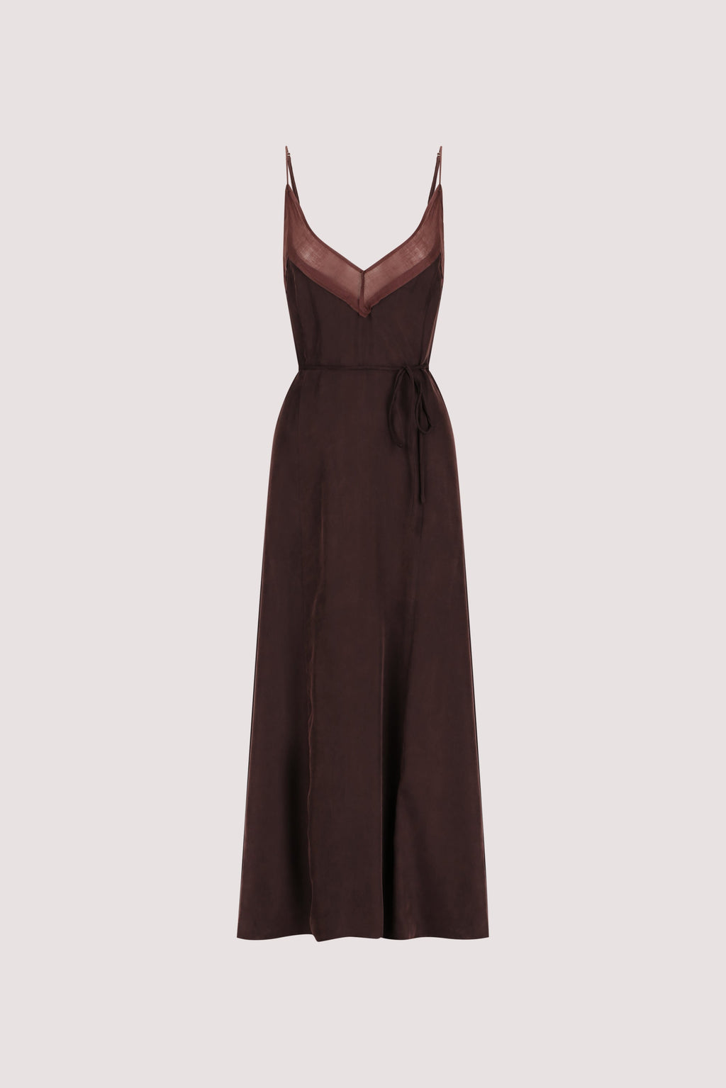 MILLIE WALNUT CUPRO SLEEVELESS MIDI DRESS