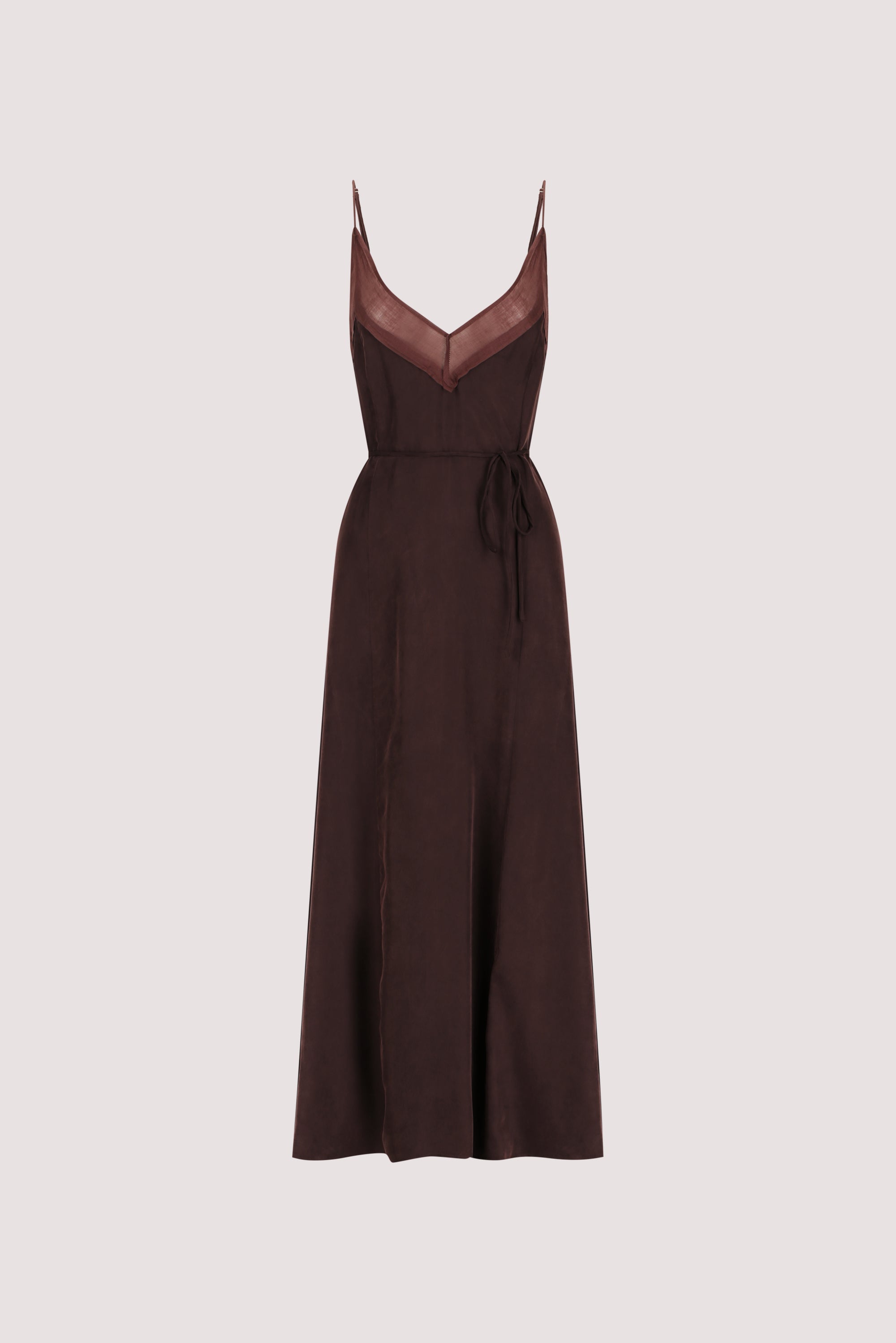 MILLIE WALNUT CUPRO SLEEVELESS MIDI DRESS