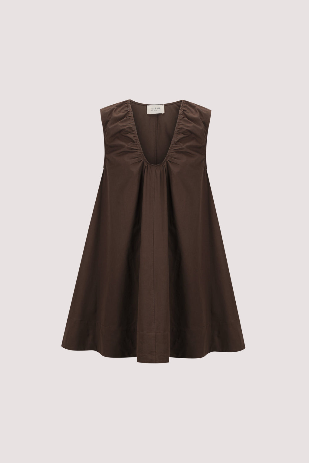 GABBY BITTER CHOC OVERSIZED COTTON MINI DRESS
