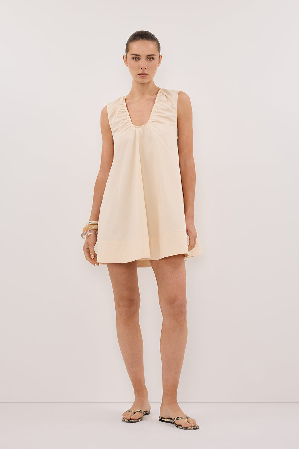 GABBY BUTTERMILK OVERSIZED COTTON MINI DRESS