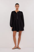 LARS BLACK BUTTON SLEEEVED MINI