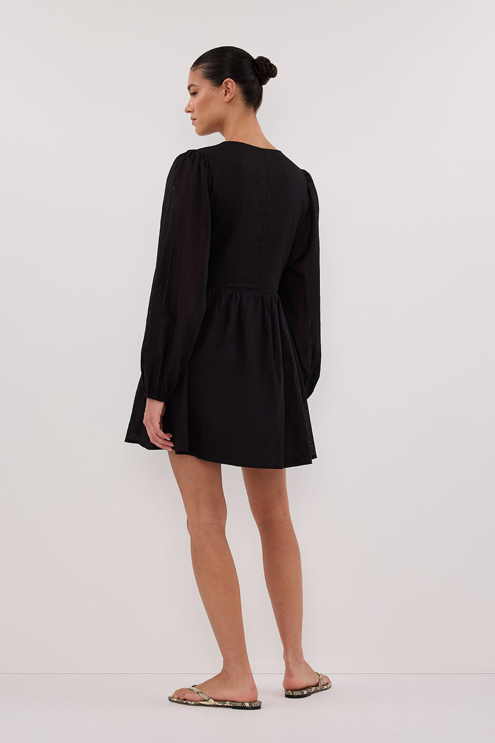 LARS BLACK BUTTON SLEEEVED MINI