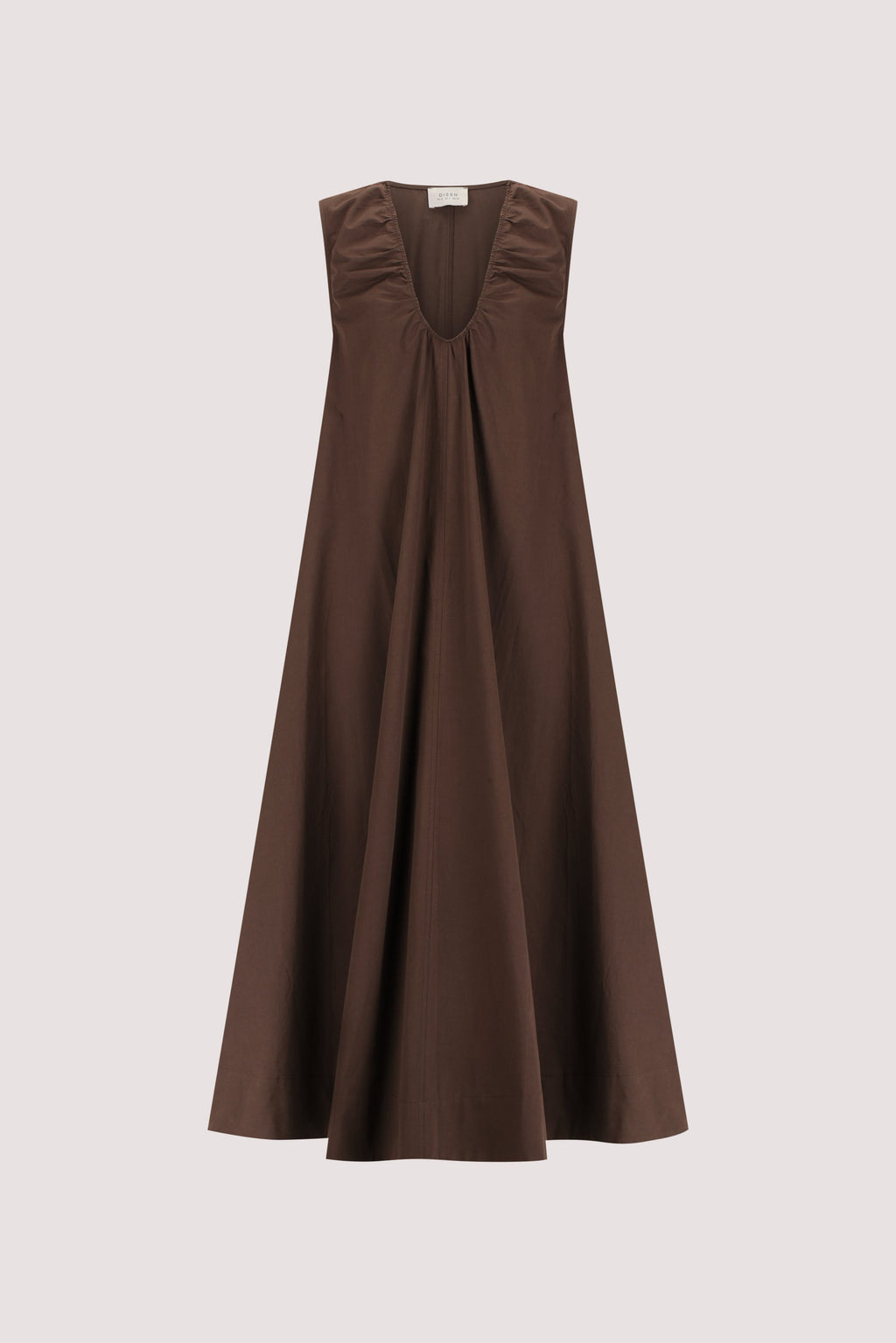 GABBY BITTER CHOC OVERSIZED COTTON MIDI DRESS