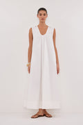 GABBY WHITE OVERSIZED COTTON MIDI DRESS