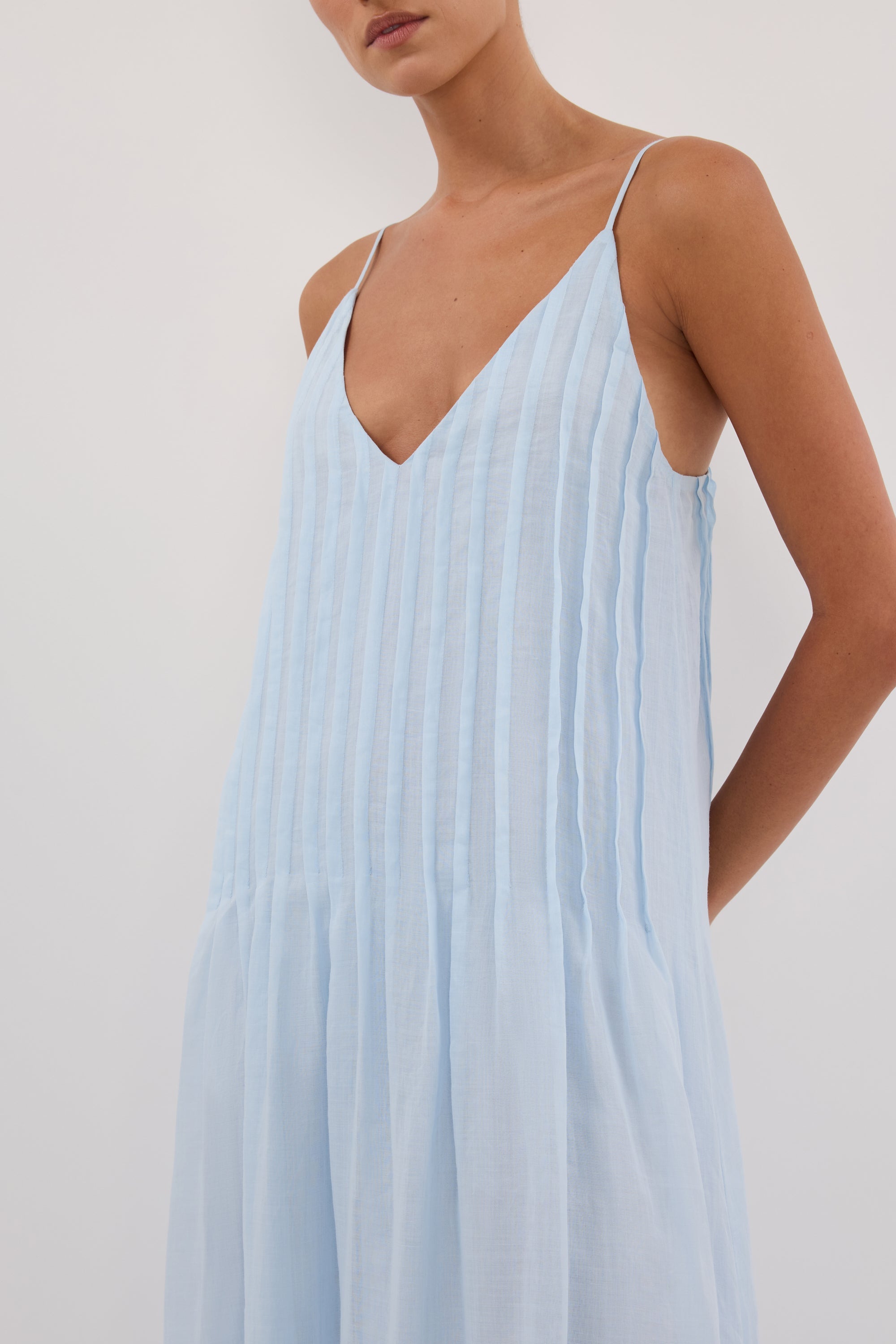 TAHLIA CORNFLOWER RAMIE MAXI DRESS