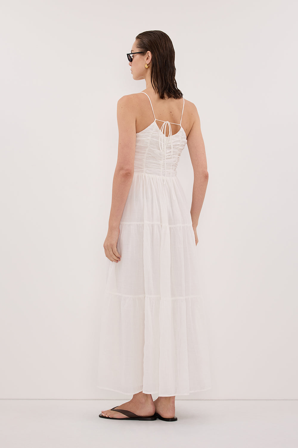 MARNIE WHITE RAMIE MIDI DRESS