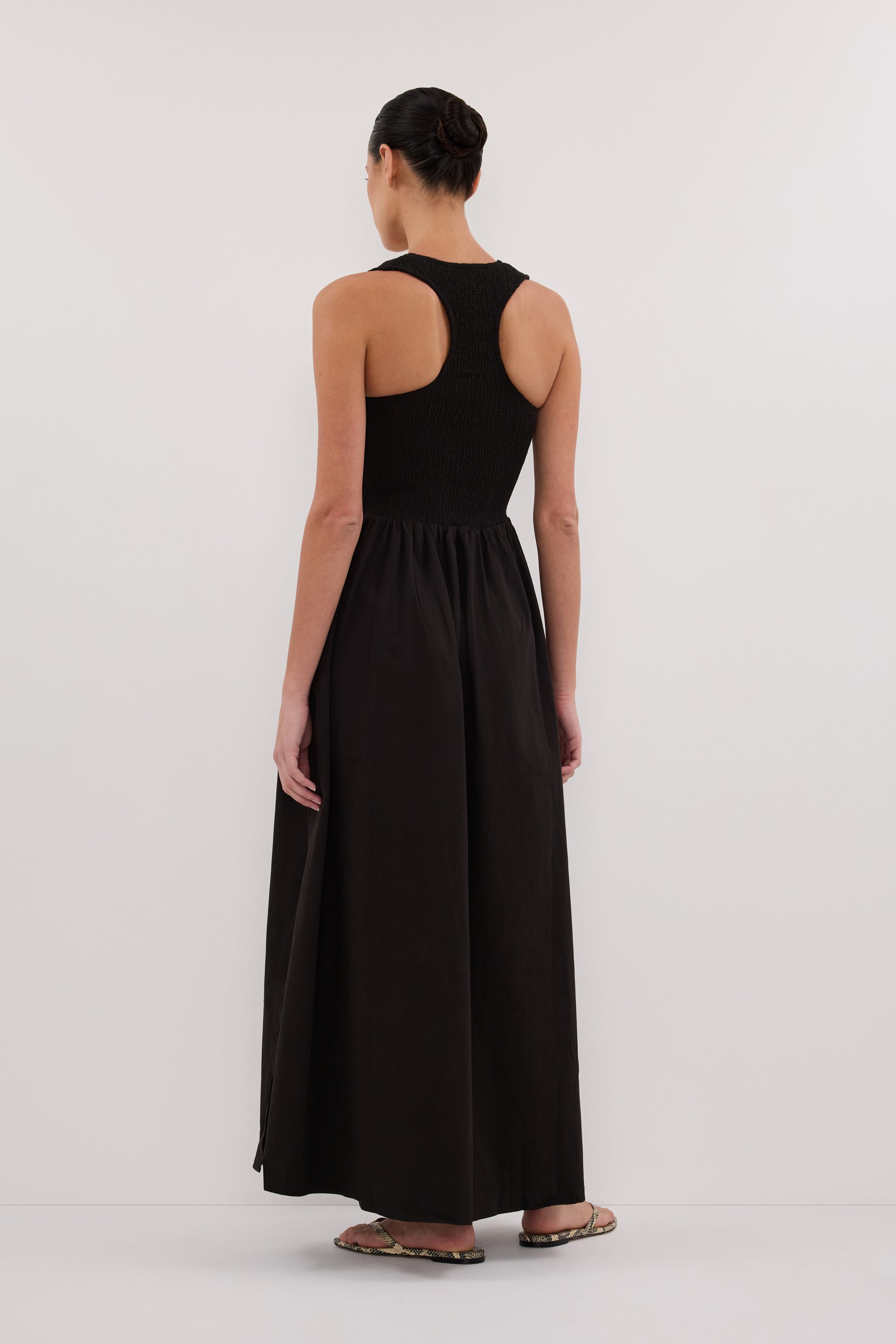 FLORENCE BLACK SLEEVELESS COTTON MIDI DRESS