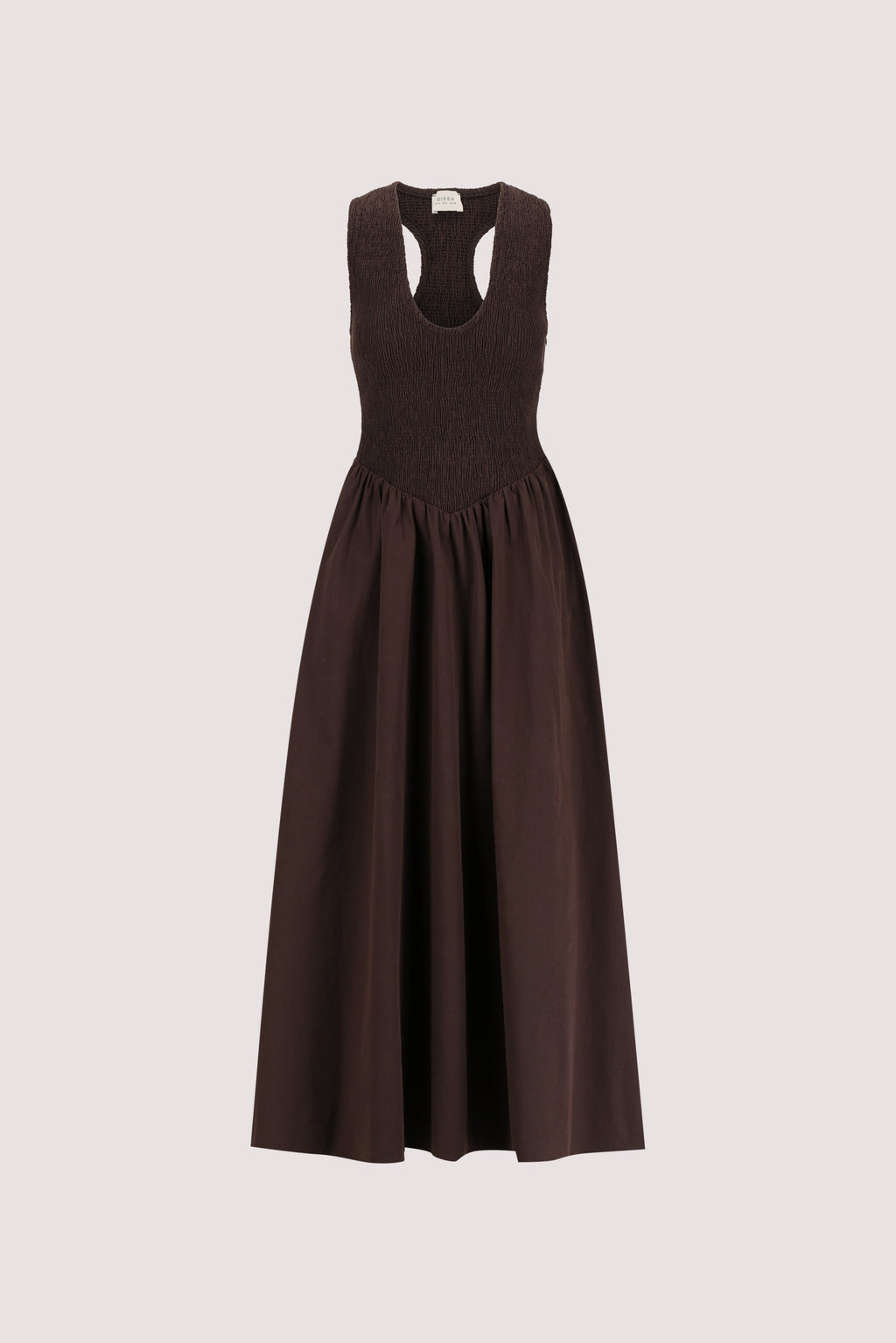 FLORENCE BURNT CHOC COTTON MIDI DRESS
