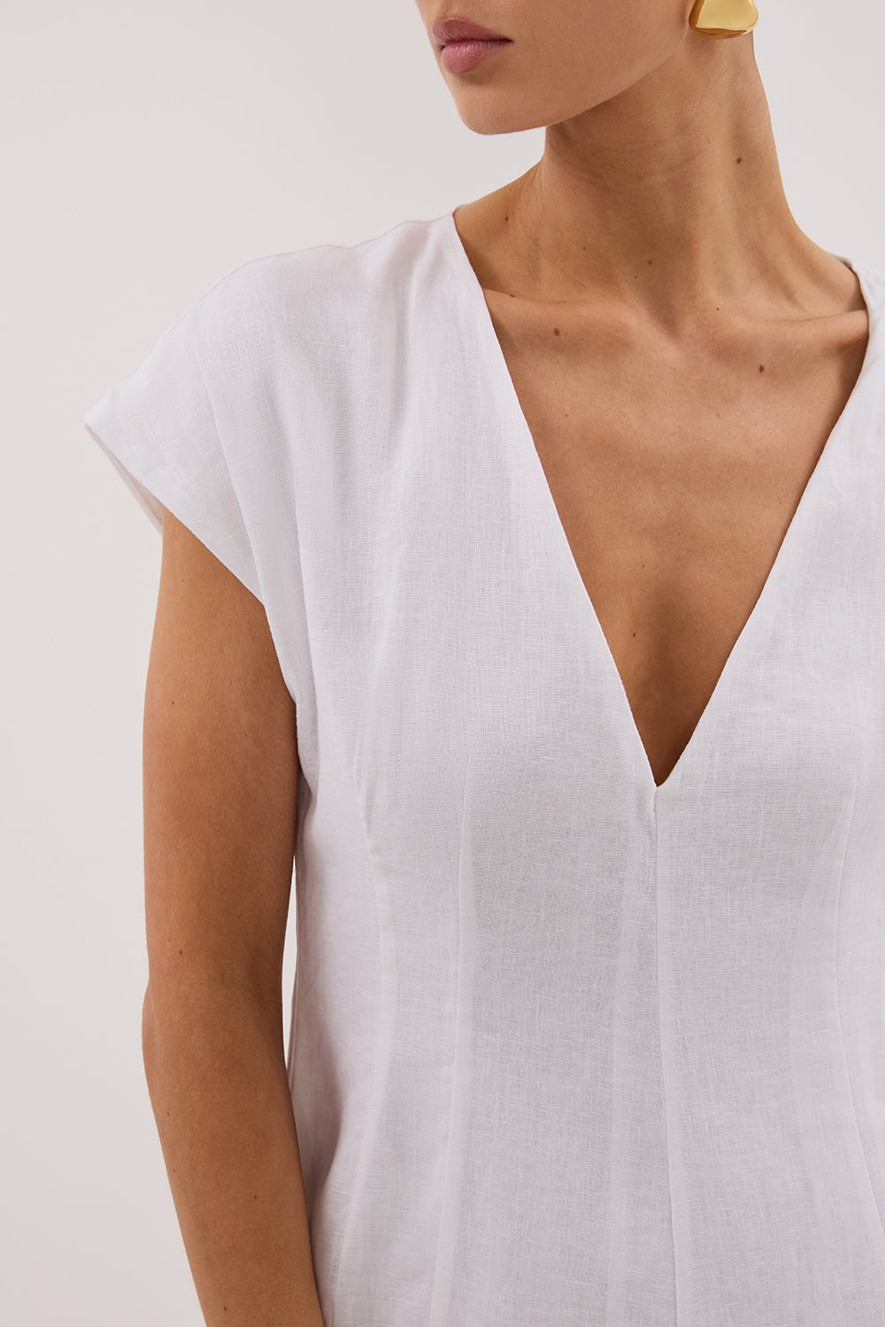 MATISSE WHITE LINEN MIDI DRESS