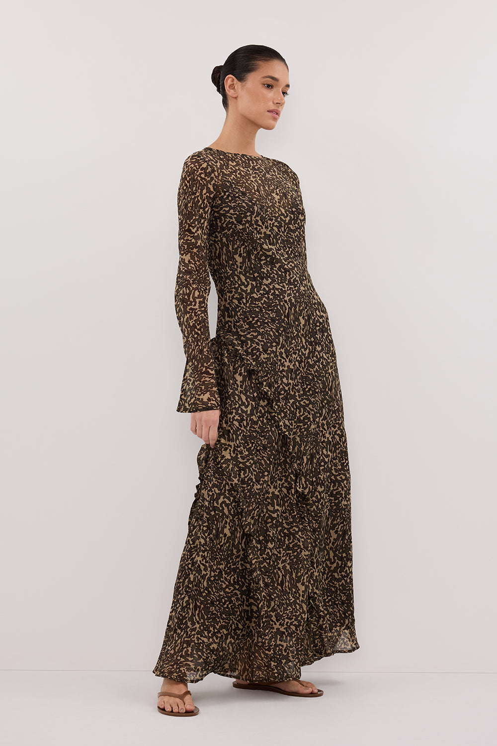 MARVILLA CHOC LONG SLEEVE MAXI DRESS
