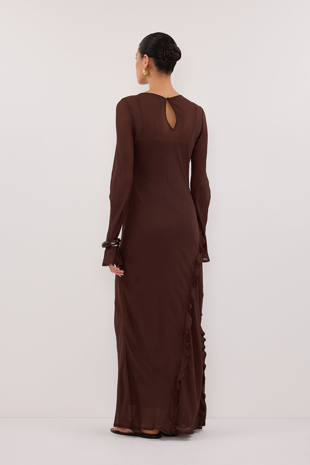 MARISSA CHOC LONG SLEEVE MAXI DRESS