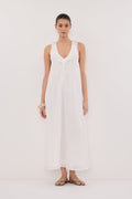 HAZEL WHITE RAMIE SLEEVELESS MIDI DRESS