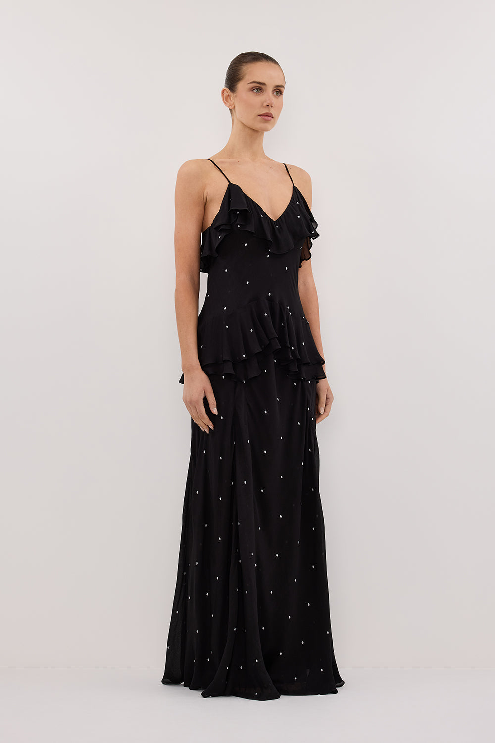 MELROSE BLACK SPOT MAXI DRESS