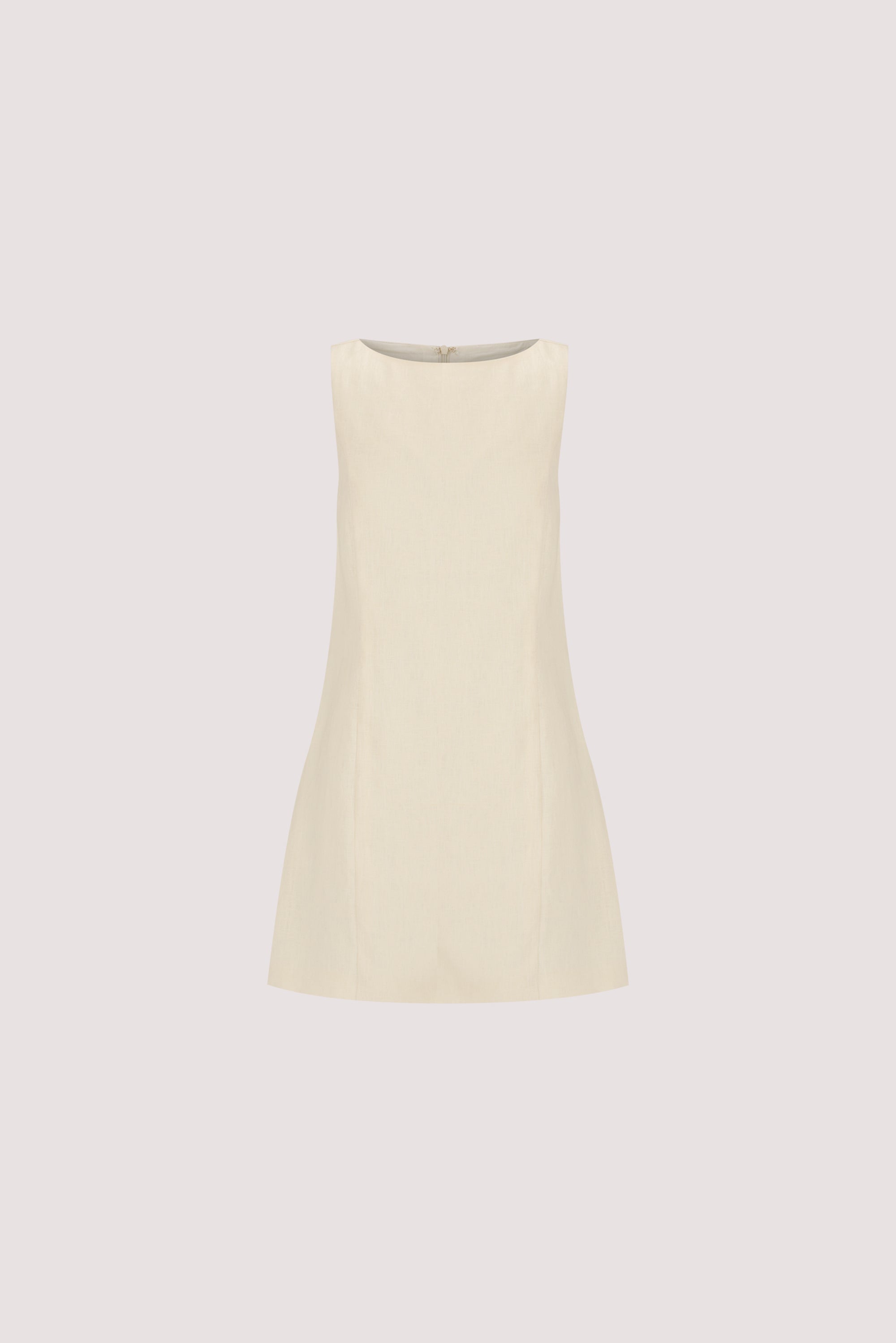LACY STRAW SLEEVELESS LINEN MINI DRESS