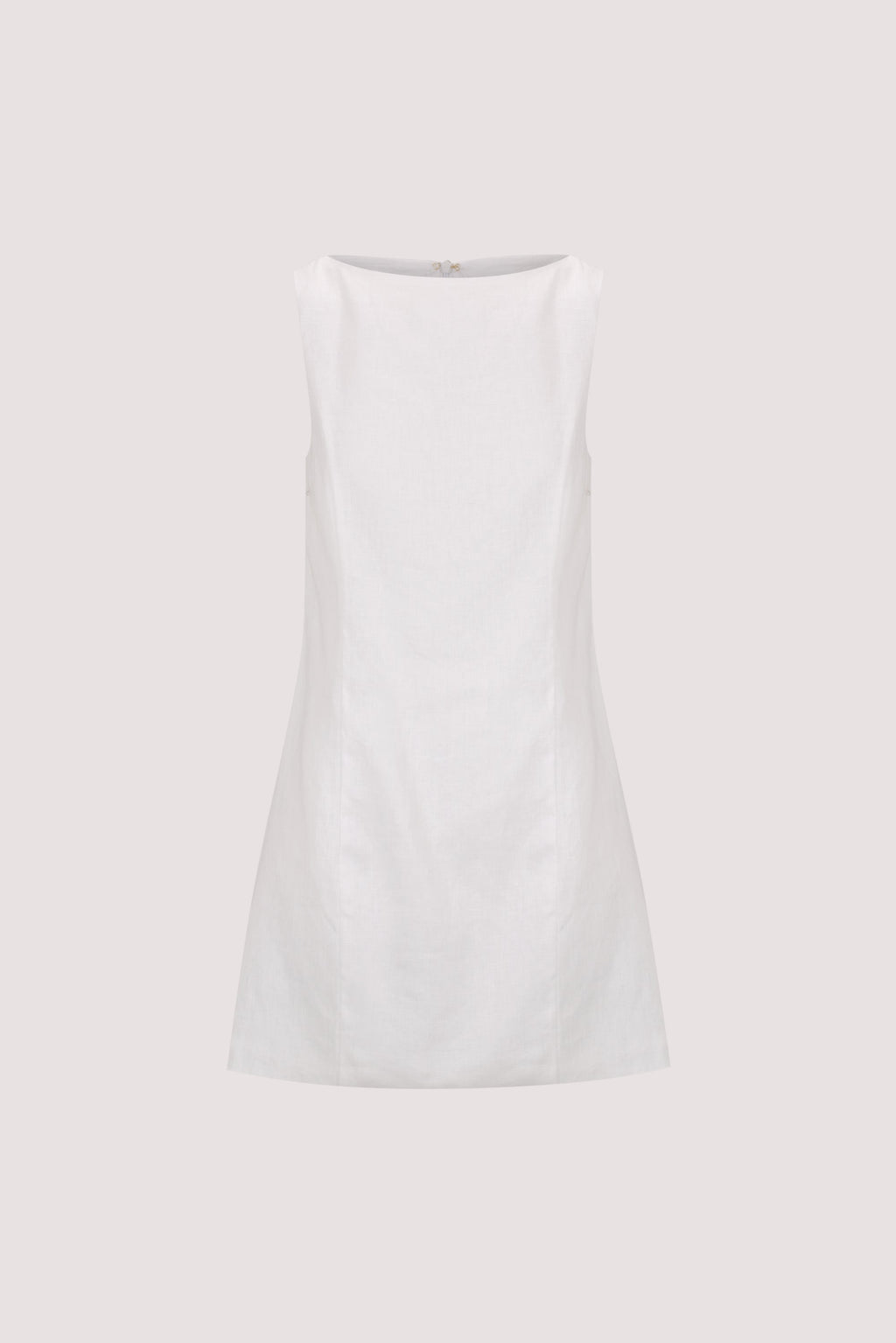LACY WHITE SLEEVELESS LINEN MINI DRESS