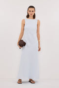 LACY CORNFLOWER SLEEVELESS LINEN MIDI DRESS