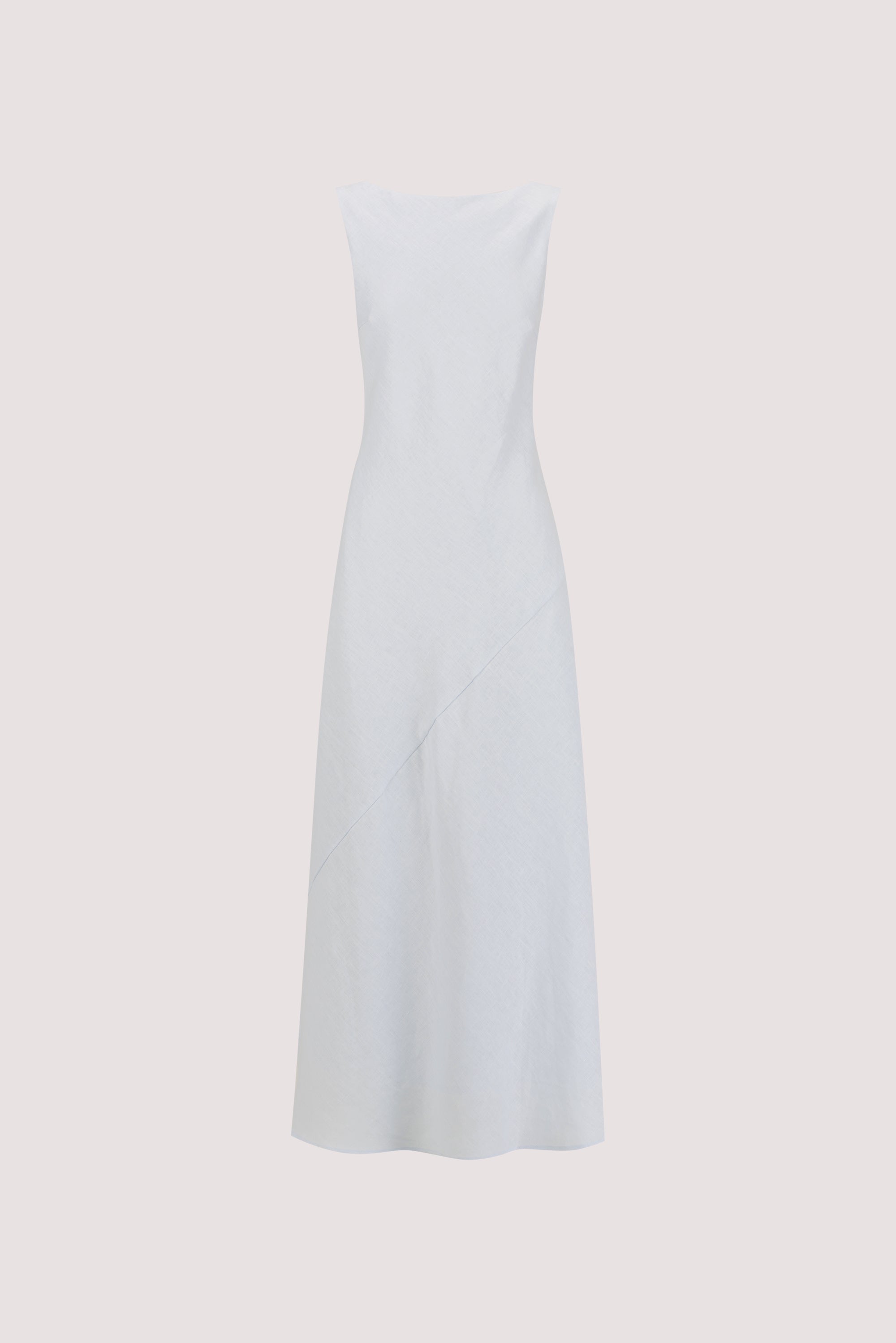 LACY CORNFLOWER SLEEVELESS LINEN MIDI DRESS
