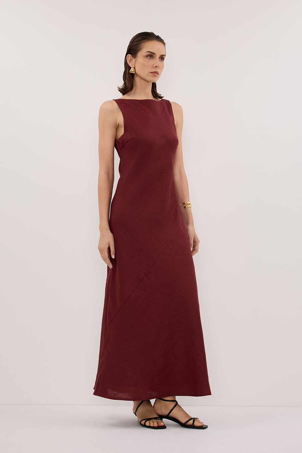 LACY SAHARA SLEEVELESS LINEN MIDI DRESS