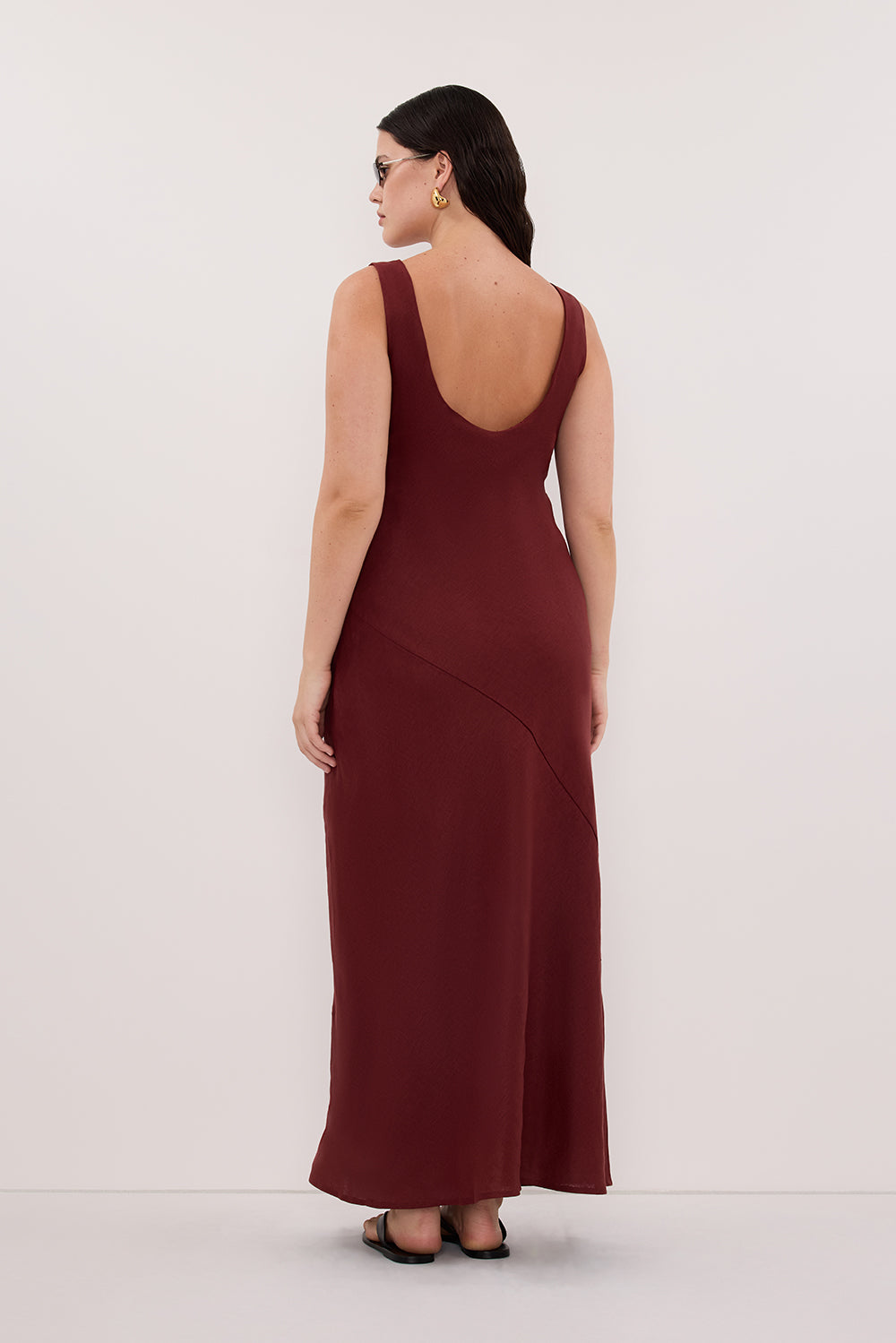 LACY SAHARA SLEEVELESS LINEN MIDI DRESS