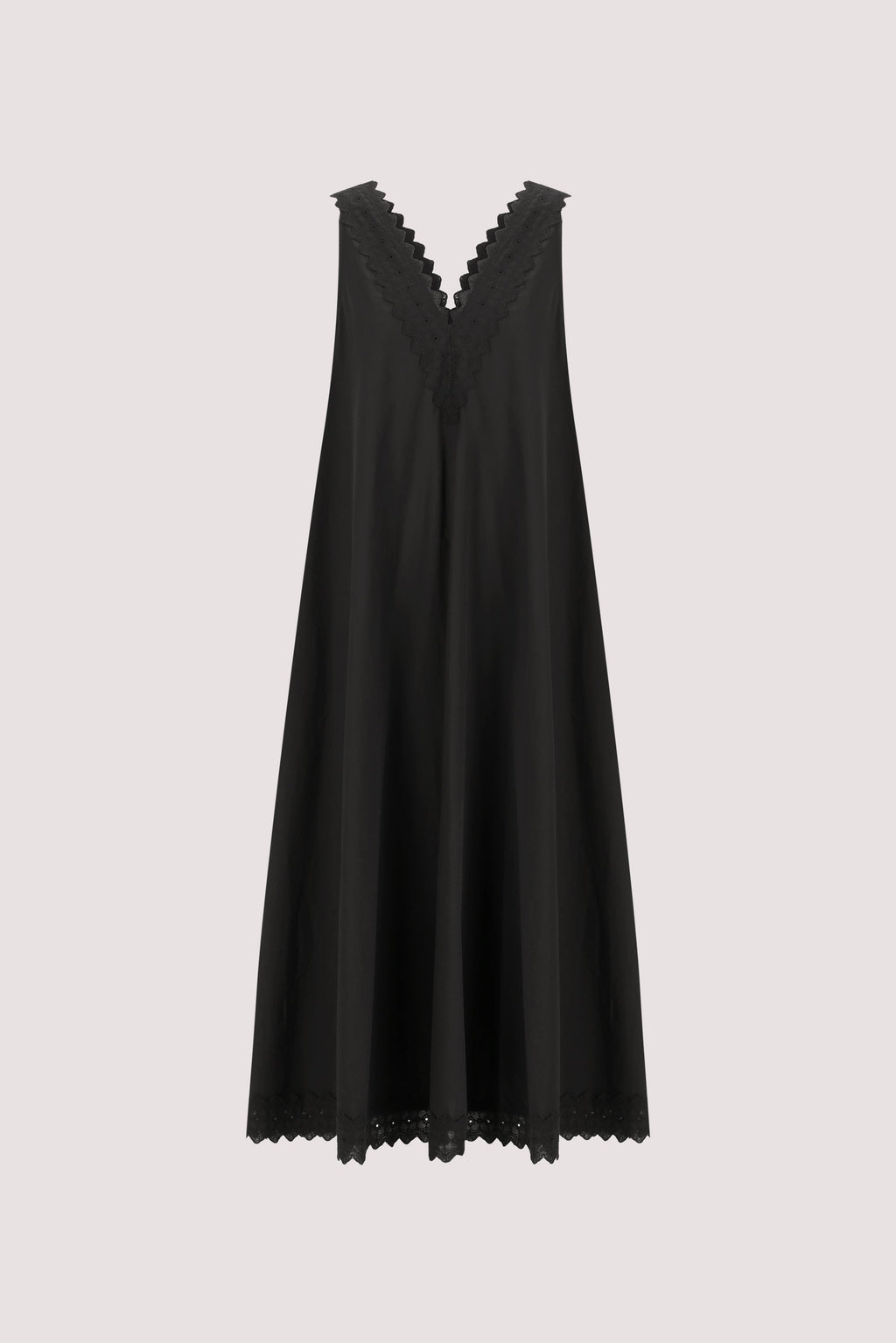 ANNABEL BLACK SLEEVELESS V NECK MIDI DRESS