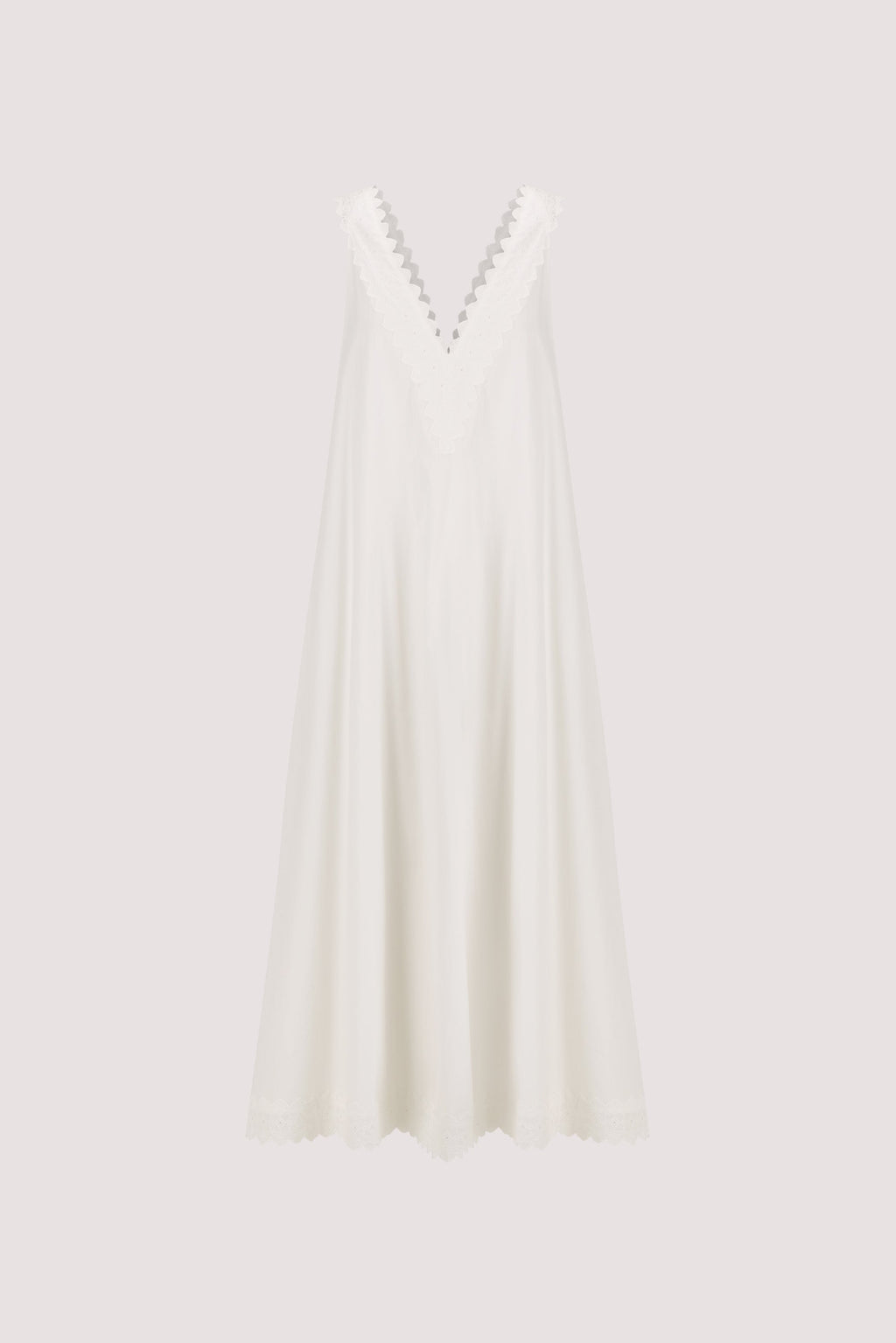 ANNABEL WHITE SLEEVELESS V NECK MIDI DRESS