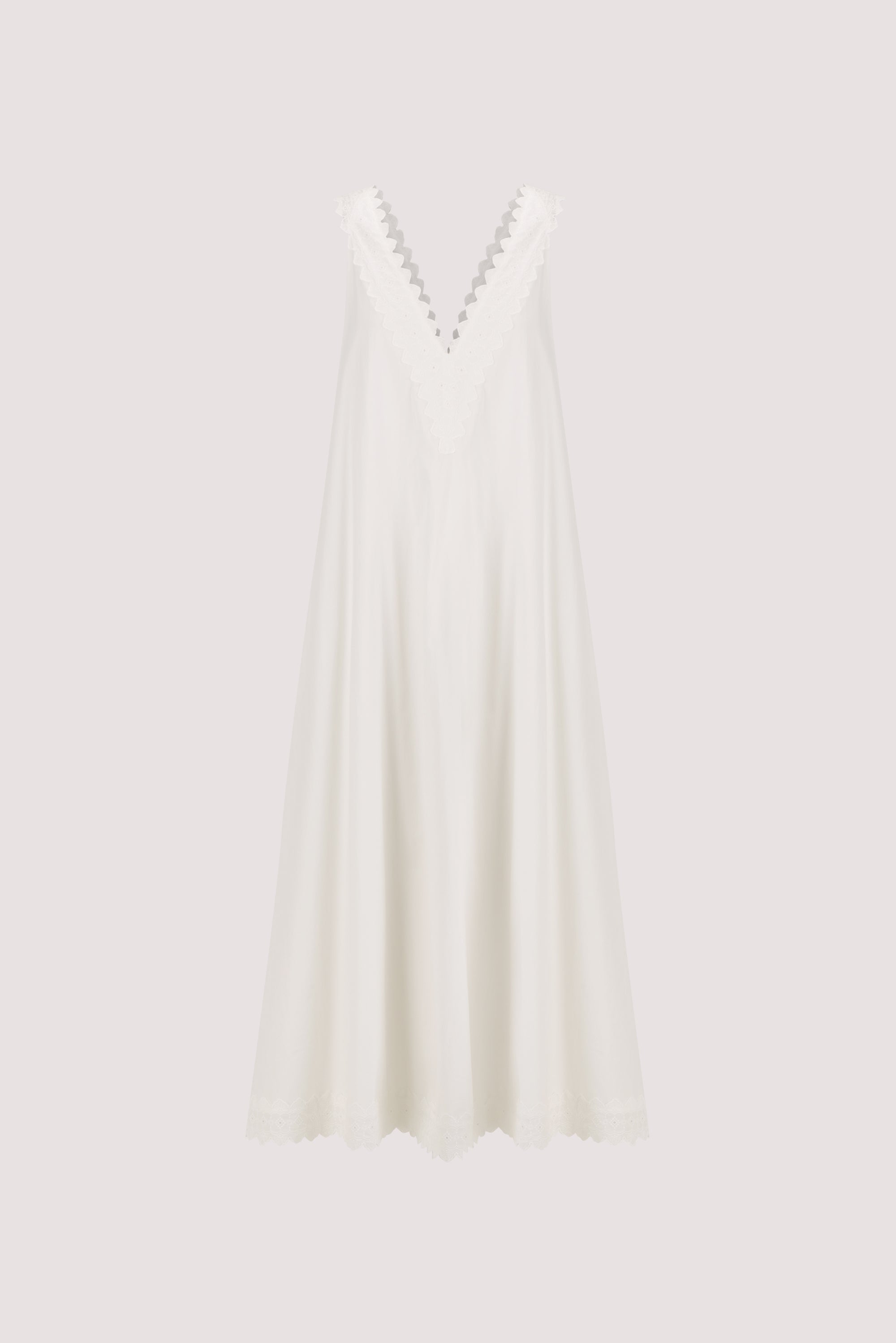 ANNABEL WHITE SLEEVELESS V NECK MIDI DRESS