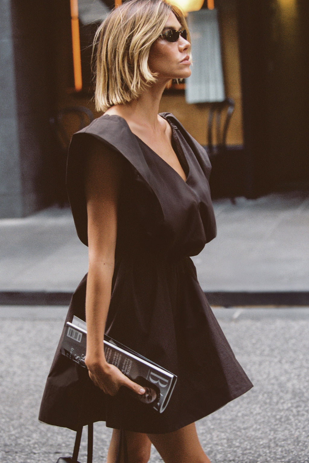 SABRE BURNT CHOC COTTON MINI DRESS